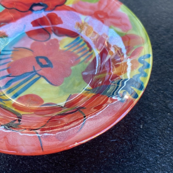 Flower Trinket Dish  Red Pink Purple Iridescent - Picture 5 of 8